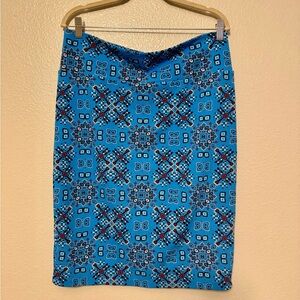 LuLaRoe Blue and Red Geometric Pencil Skirt